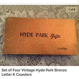Four Vintage Hyde Park Bronze Letter K Coasters